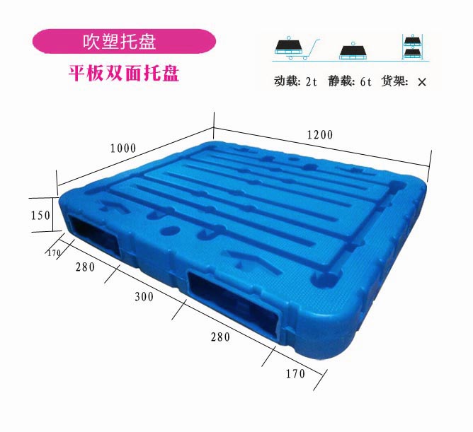 吹塑塑料托盤廠家直銷九腳吹塑雙面吹塑托盤成產廠家2噸動載8噸靜載